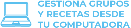 A logo that says manage groups and recipes from your computer