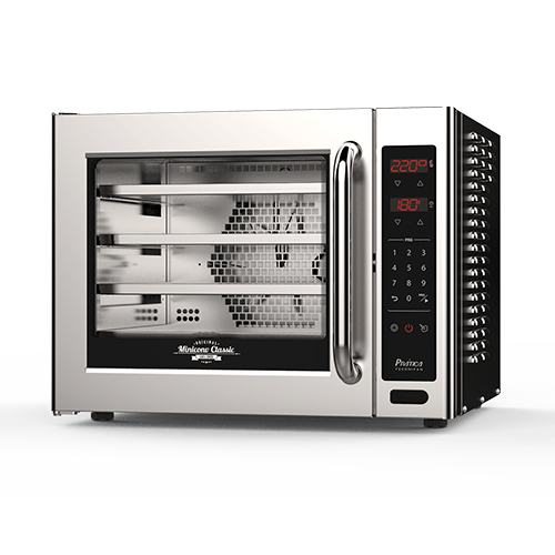 Un horno microondas de acero inoxidable con pantalla digital y botones.