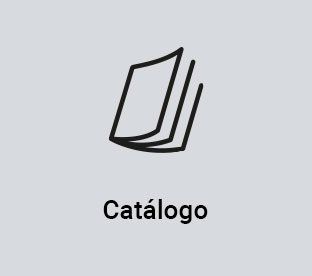 Un icono en blanco y negro de un libro con la palabra catalogo debajo.