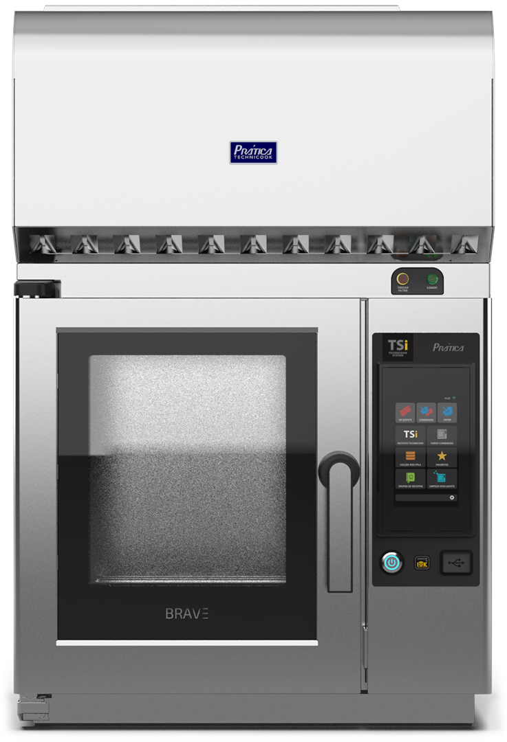 Un horno de acero inoxidable con una pared blanca detrás.