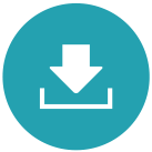 A white arrow pointing down in a blue circle.