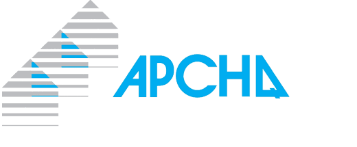 Un logo bleu et gris pour une entreprise appelée apcha