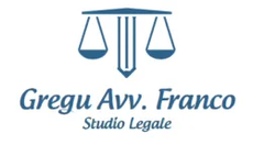 Logo per lo Studio Legale Gregu Avv. Franco con icona della bilancia della giustizia blu e testo
