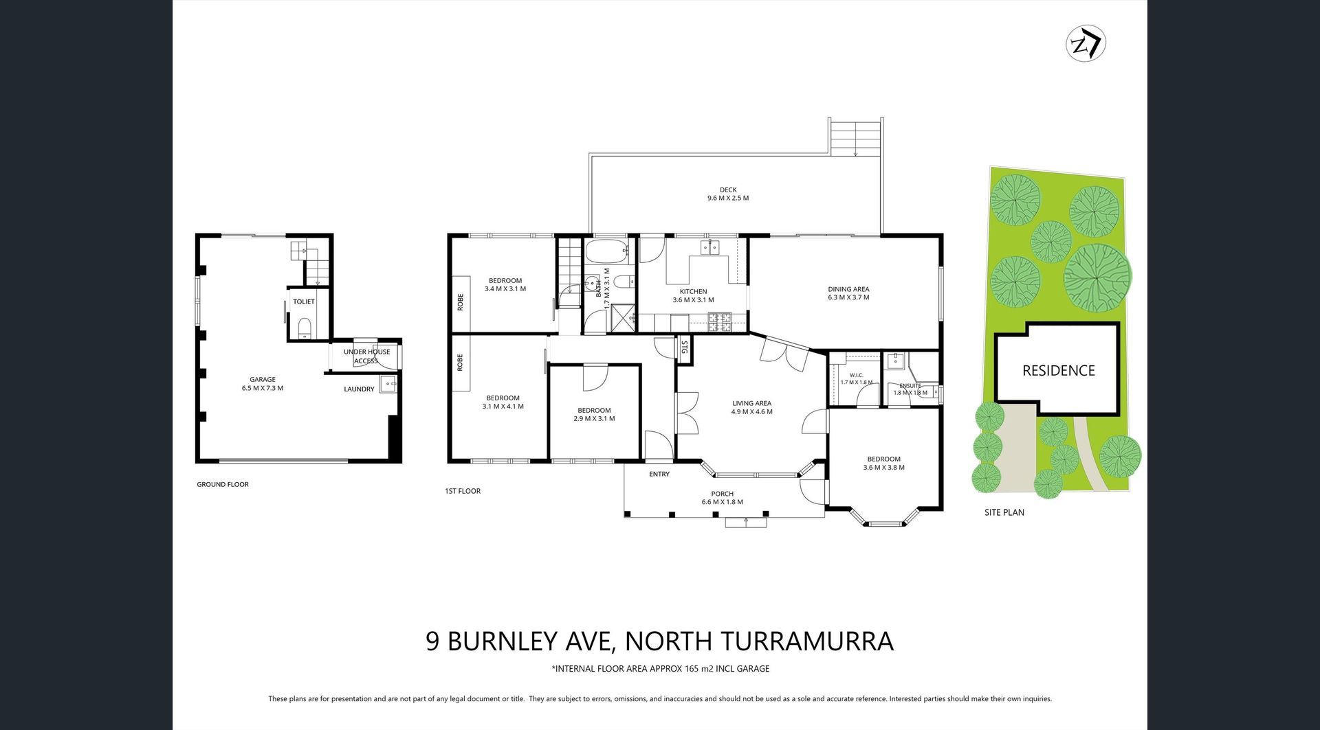 House floor plan with labeled rooms and a green yard area on the right