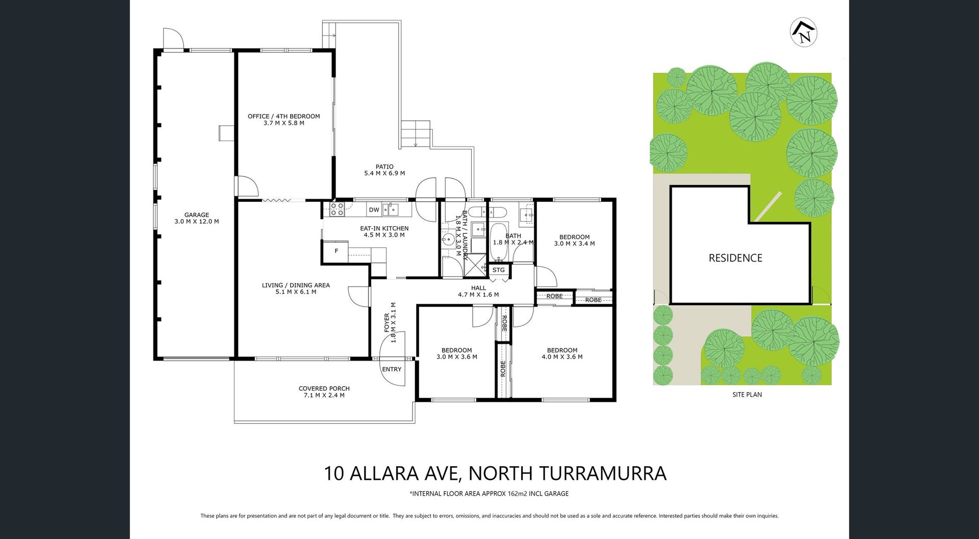 Property floor plan and site layout for 22 Gwydir Ave, North Turramurra, with rooms and yard outlined.