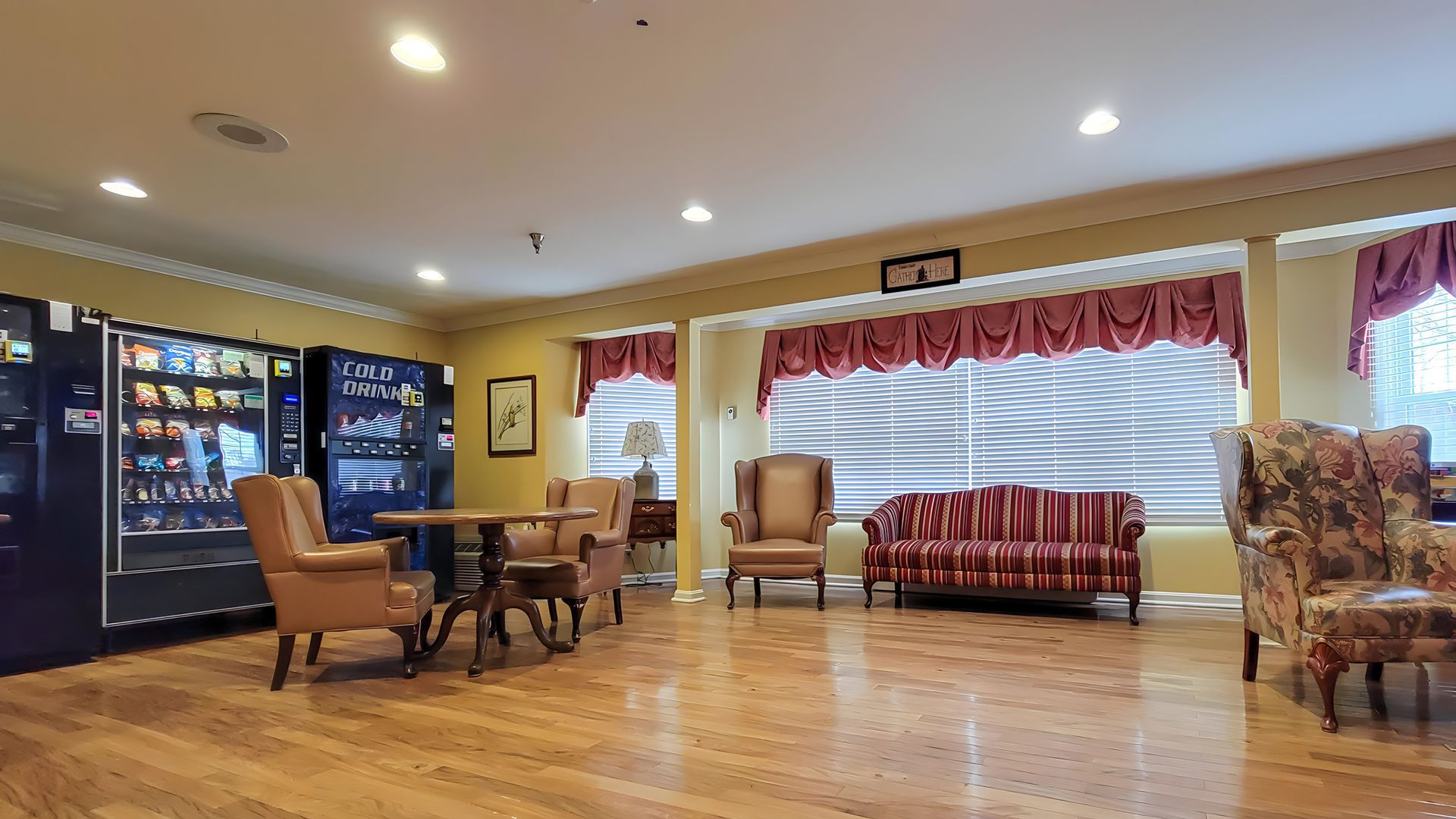 Resident lounge seating area at Newburgh Health and Rehab