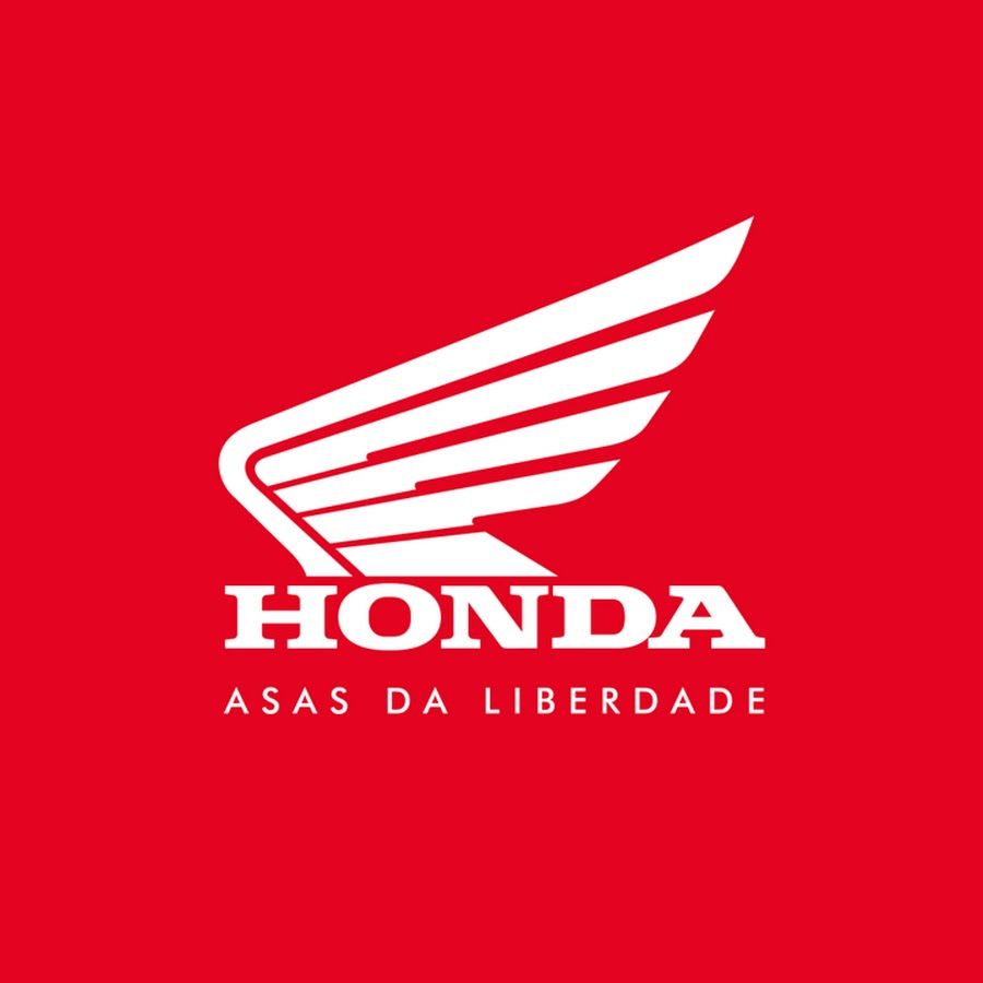 Um logotipo da Honda com uma asa branca sobre fundo vermelho