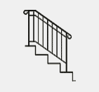 Un dessin en noir et blanc d'une balustrade en fer forgé sur un escalier.