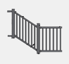 Un dessin d'un escalier avec une rampe et un portail.