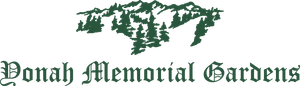 The logo for donah memorial gardens has a picture of trees on it