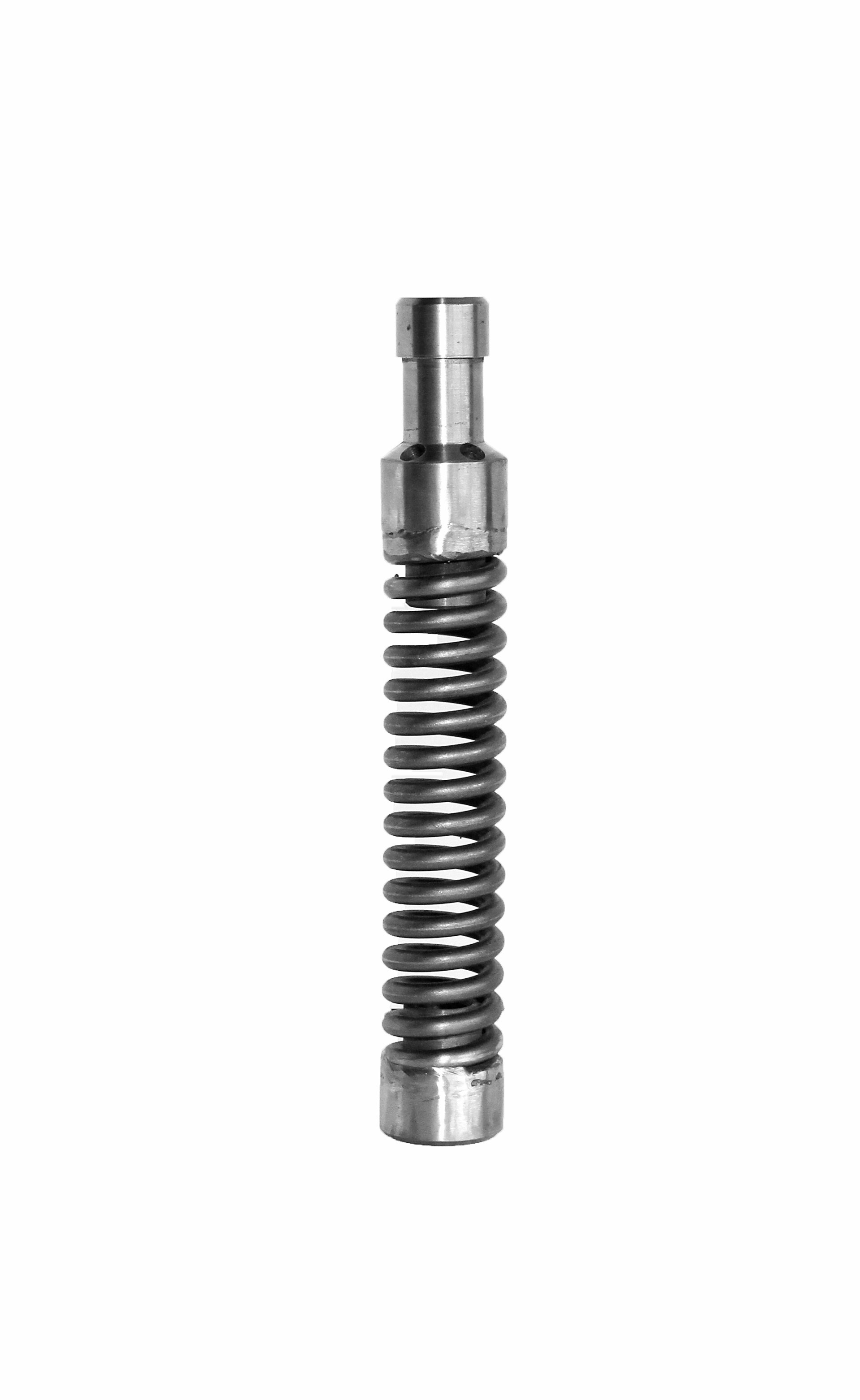 Metal plunger with a coiled spring.