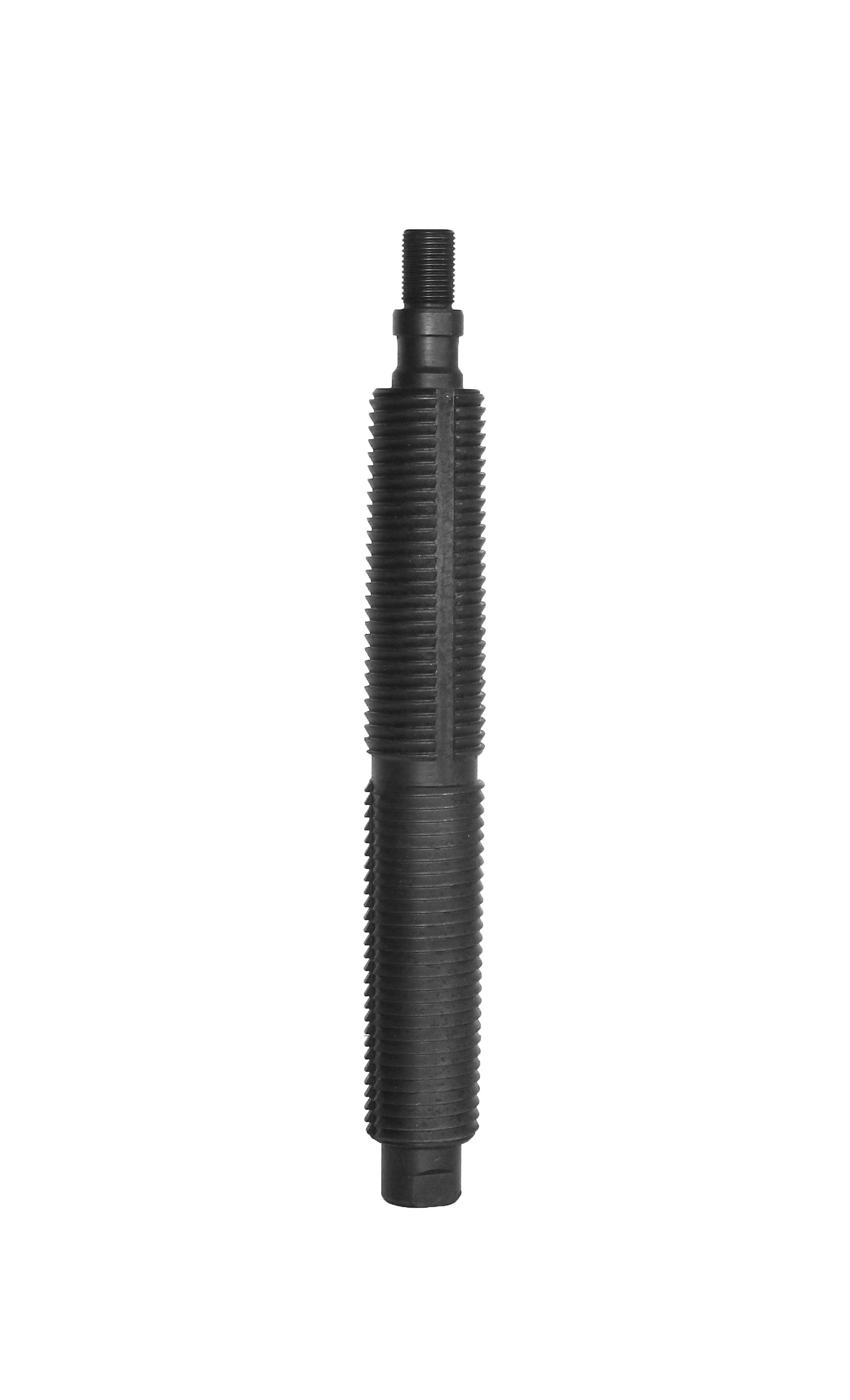 Black, textured, cylindrical dental implant tool.