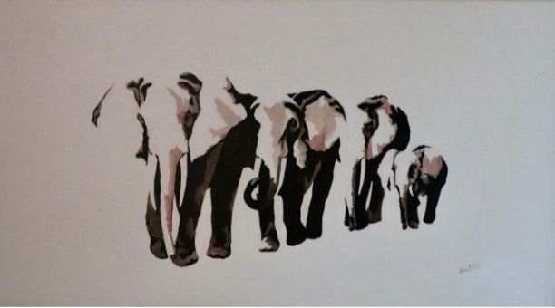 ELEPHANTS WALK by Cassandra Uurtamo; acrylic on canvas