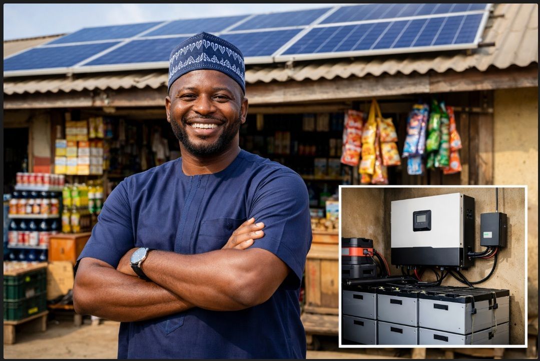 Small business owner in Uyo enjoying reliable solar power for their shop.