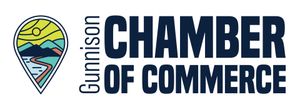 Gunnison Chamber of Commerce logo with a mountain landscape and river illustration.