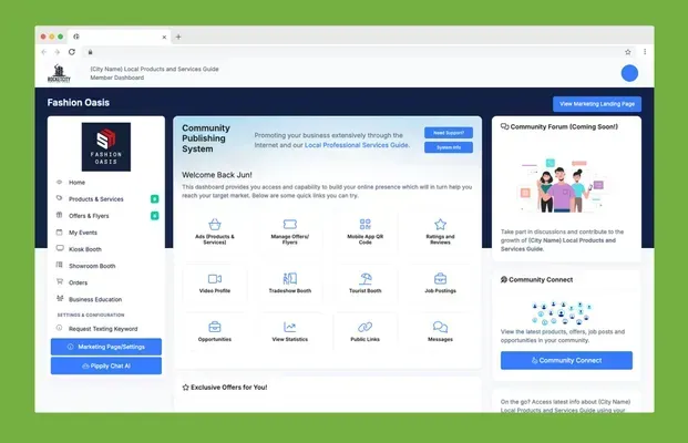 Screenshot of a website for practice tools. Features navigation, a welcome message, and resource links.
