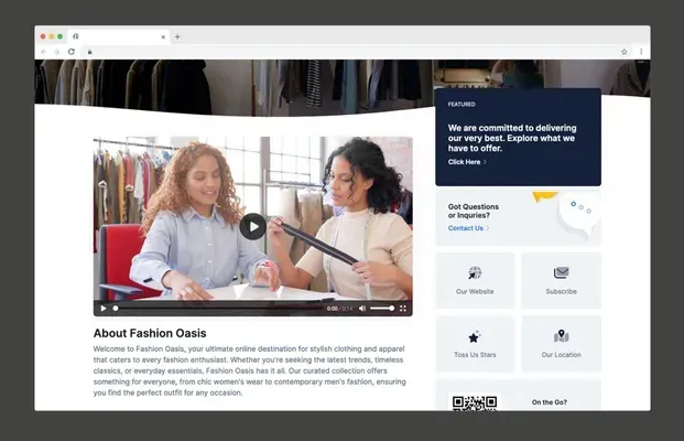 Two women in fashion studio, watching a video, with a notification about quick delivery.