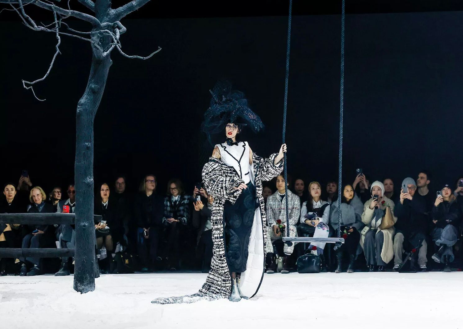 NYC fashion show with snow effects artificial snow