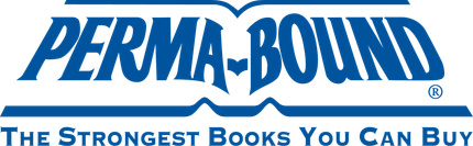 Perma-Bound logo with blue text on a white background. It includes a blue book design and the tagline, 
