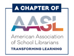AASL chapter logo: blue, gray, pink, and orange letters, 