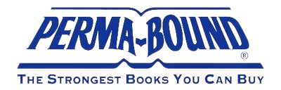 Perma-Bound logo: blue text and a book icon above, with the tagline