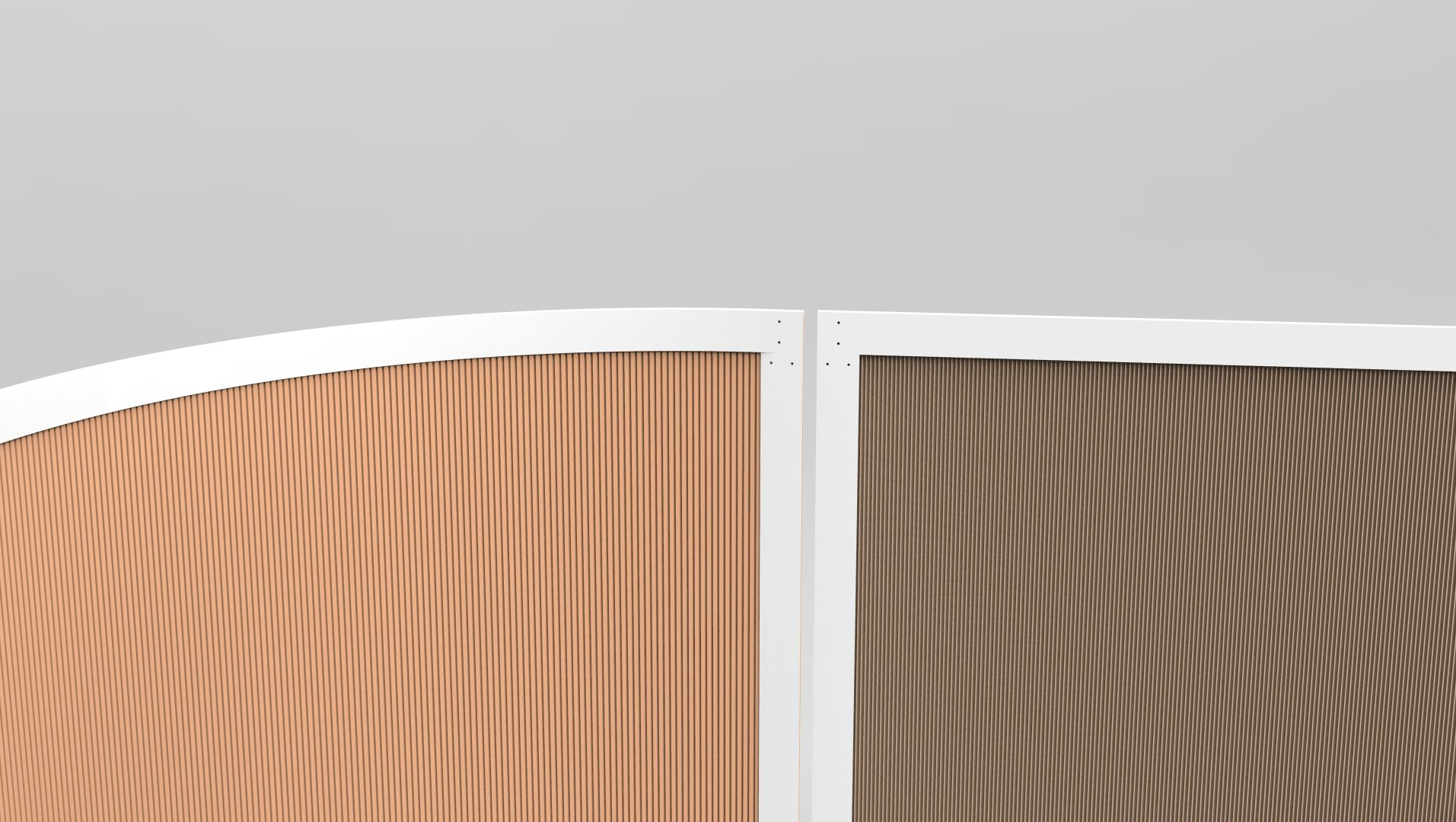 Un primer plano de un biombo con un fondo gris. Mersi Studio