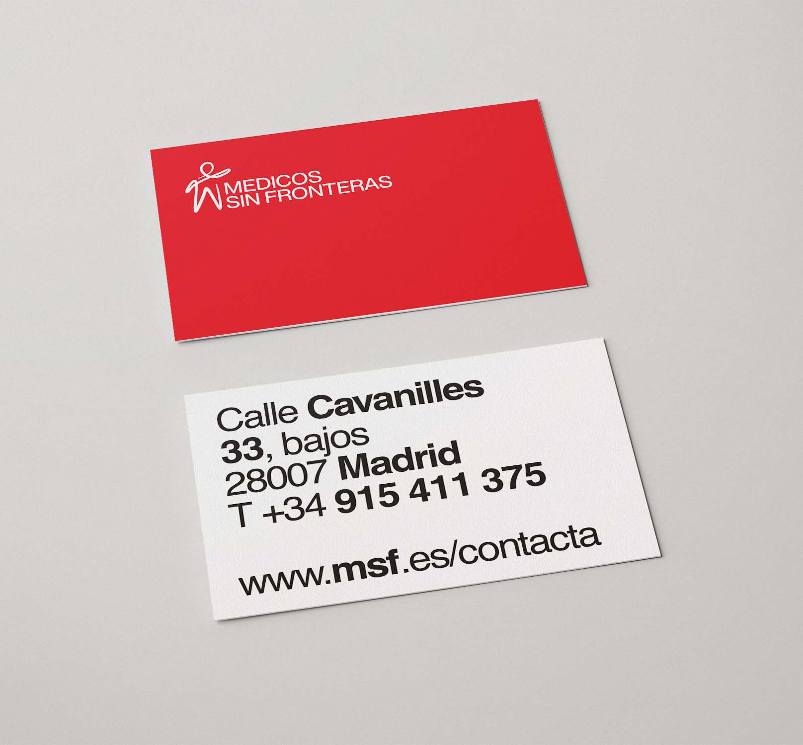 Tarjetas de visita de Medicos Sin Fronteras dissenyat per Mersi Studio.