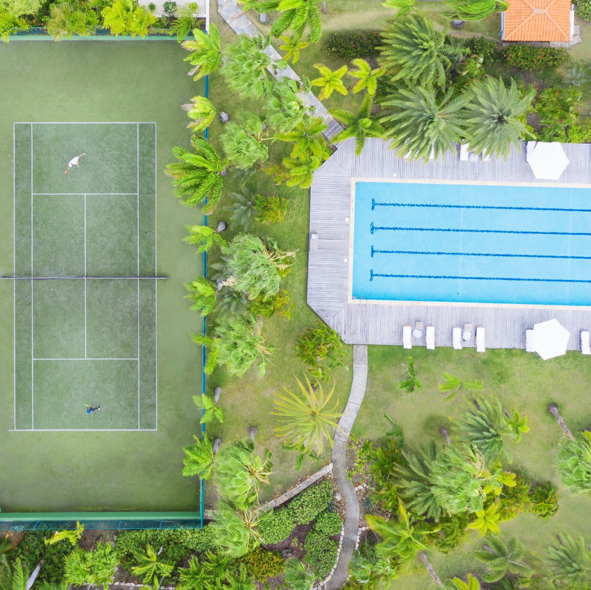 Jumby Bay Island Tennis Court + Pool