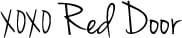 XOXO Red Door written in cursive.