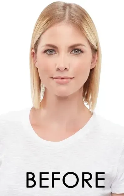 Portrait of a blonde woman on white background