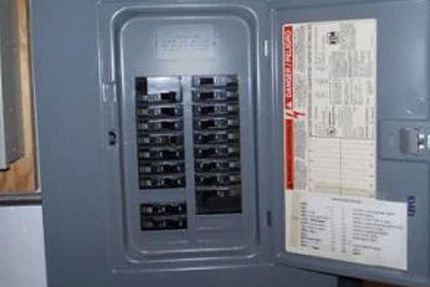 A close up of a electrical box with the door open.