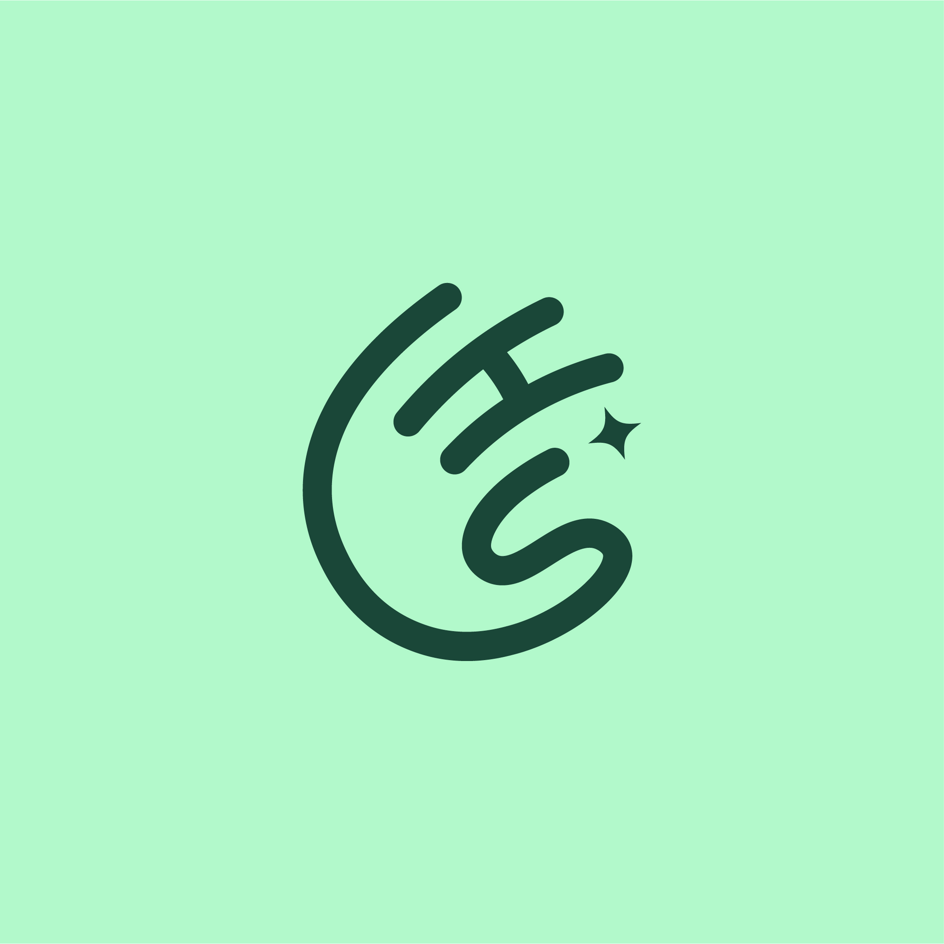 Dark green hand symbol with