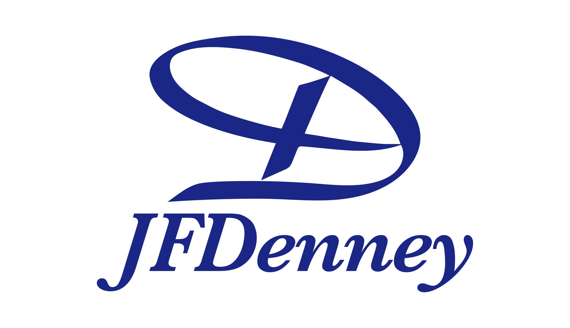 A blue logo for jfdenney on a white background