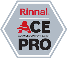 A logo for a company called rinnai ace pro