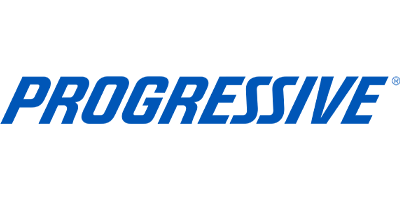 the progressive logo is blue and white on a white background .