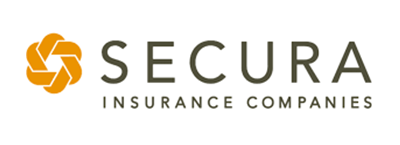 the logo for secura insurance companies is shown on a white background .