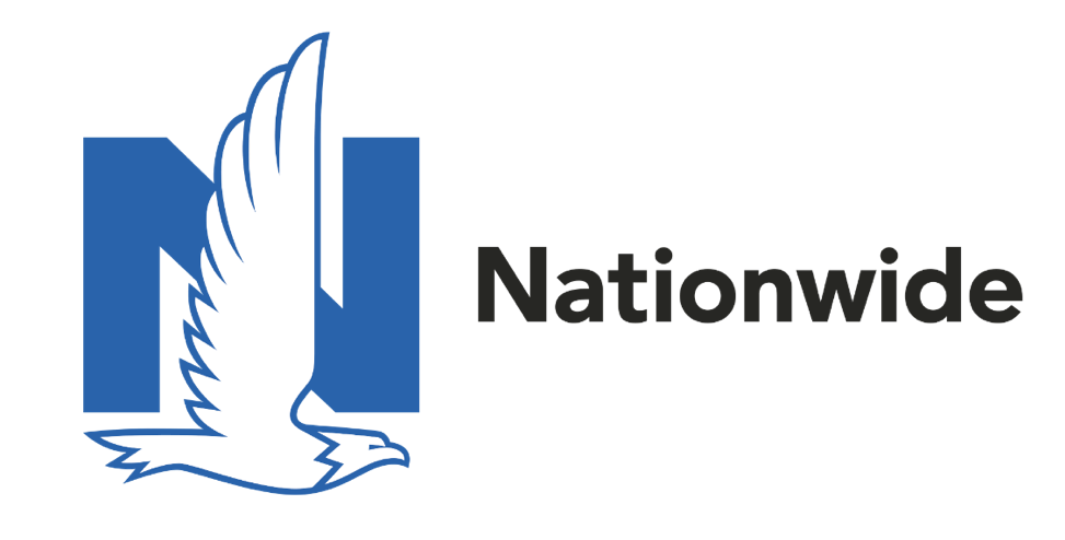 a blue and white logo for nationwide with an eagle on it .