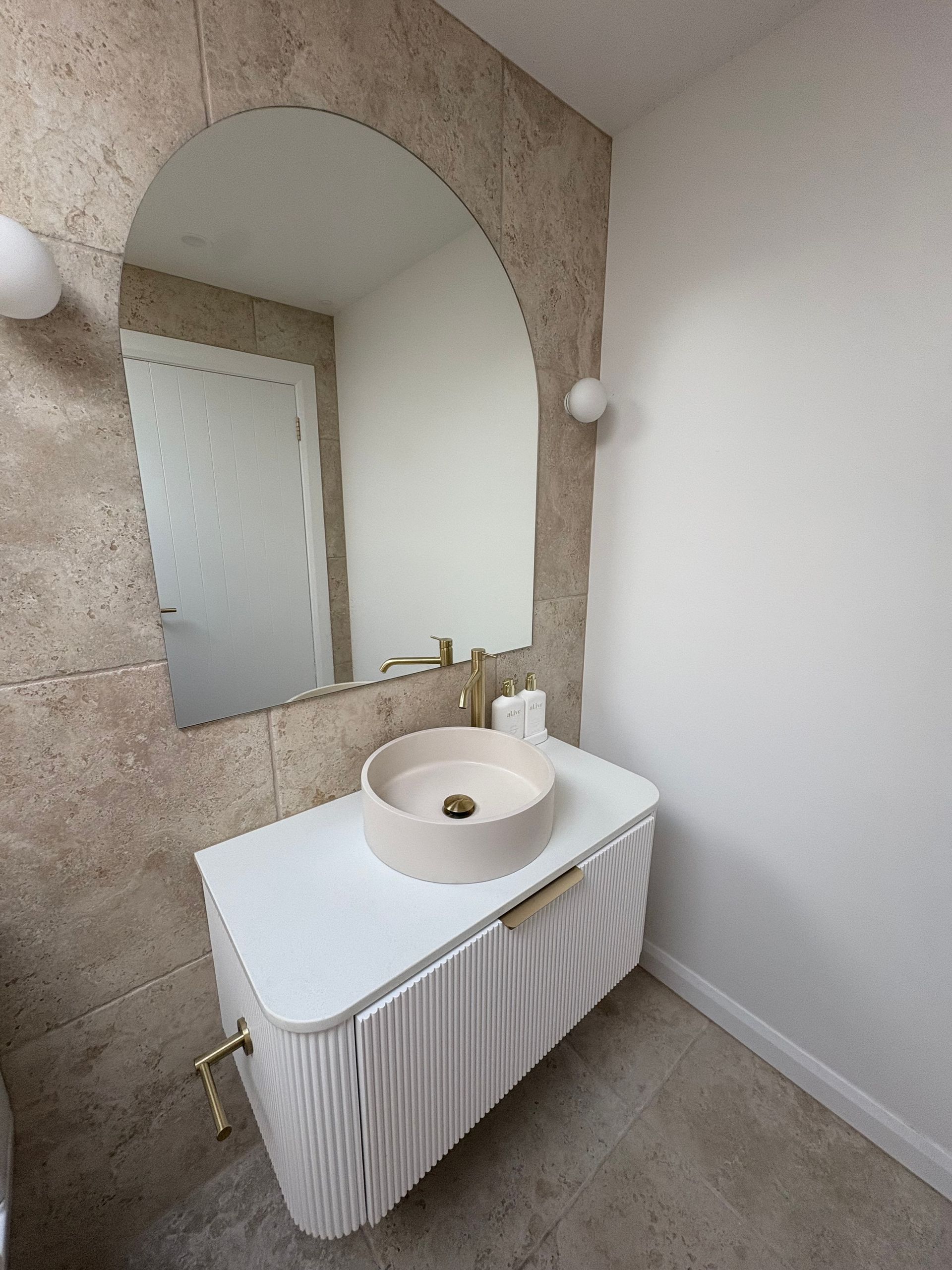 Spacious Modern Bathroom With a Glass Shower, Soaking Tub, and Double Vanity — North Coast Tiles in Grafton, NSW