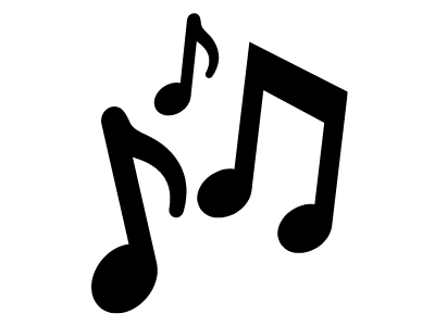 Black musical notes on a white background