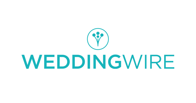 WeddingWire logo in teal with a circular icon above the wordmark on a white background