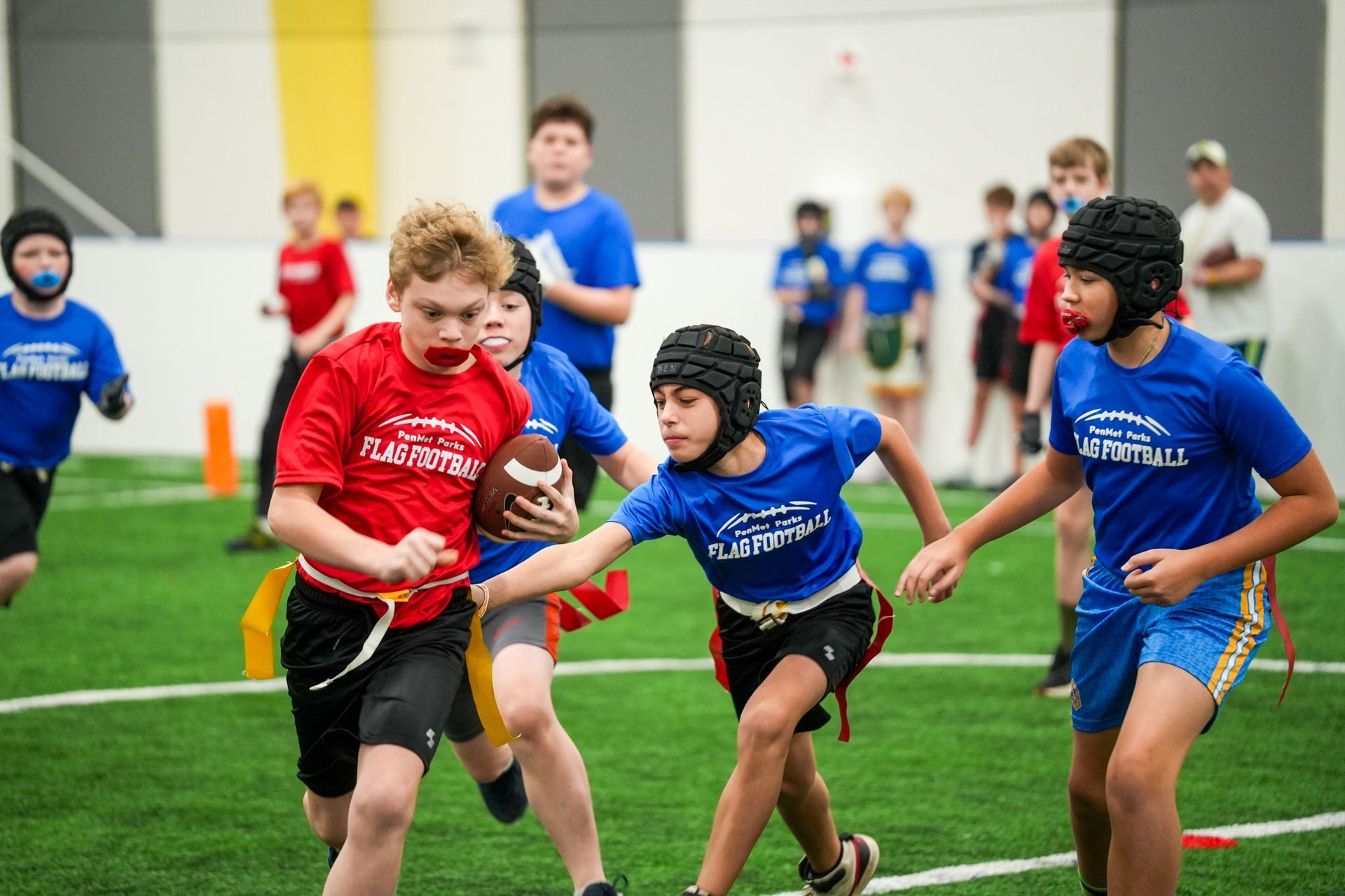 Kids playing flag football