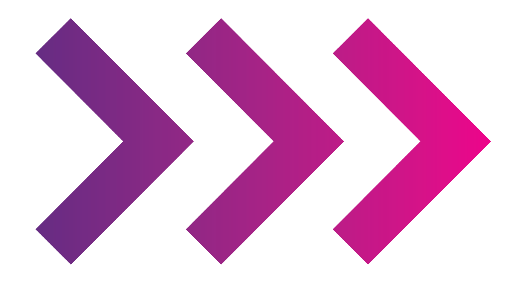 Three right-pointing chevrons, orange to yellow gradient.