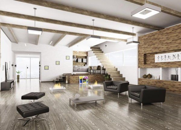 interni casa con elementi d'arredo in legno
