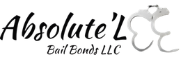Absolute Bail Bonds LLC logo in black script with silver handcuffs on a white background