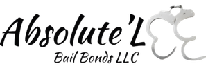 Absolute Bail Bonds LLC logo in black script with silver handcuffs on a white background