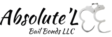 Absolute Bail Bonds LLC logo in black script with silver handcuffs on a white background