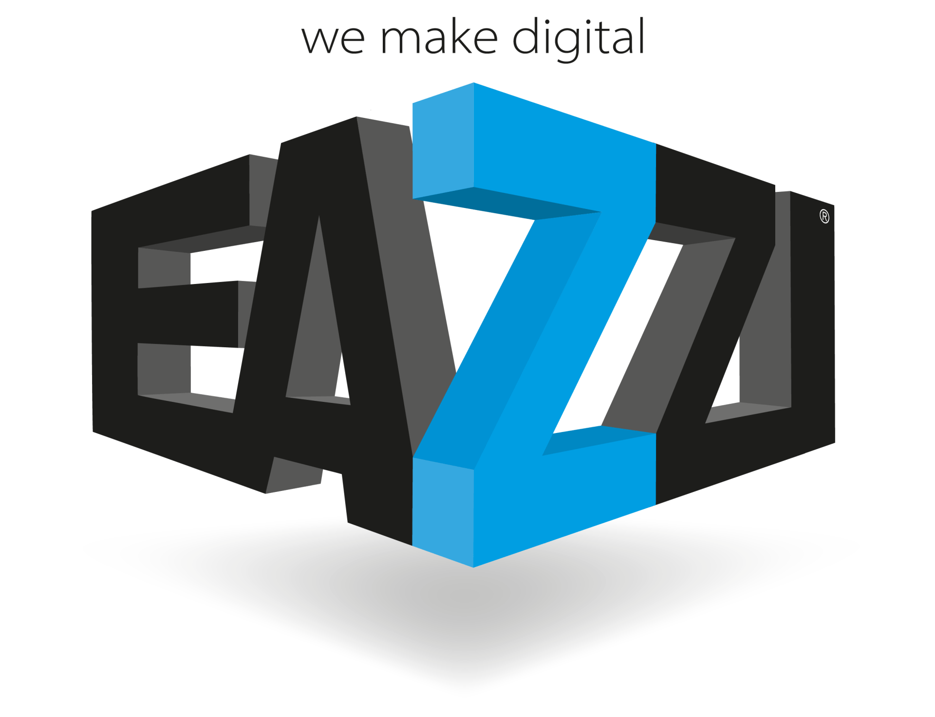 Het Logo van EAZZI met de slogan we make digital EAZZI.