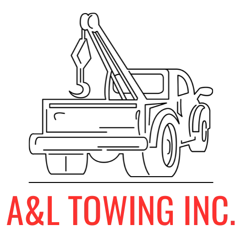 Line drawing of a tow truck with a raised hook, with 