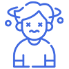 A blue line icon of a person with a confused look on their face.