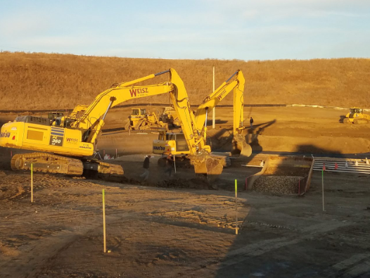 large construction machinery at a construction site